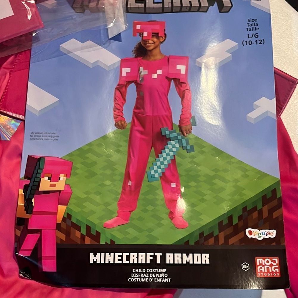 Minecraft Girl's Classic Pink Armor Costume Size 10-12 - Picture 1 of 6